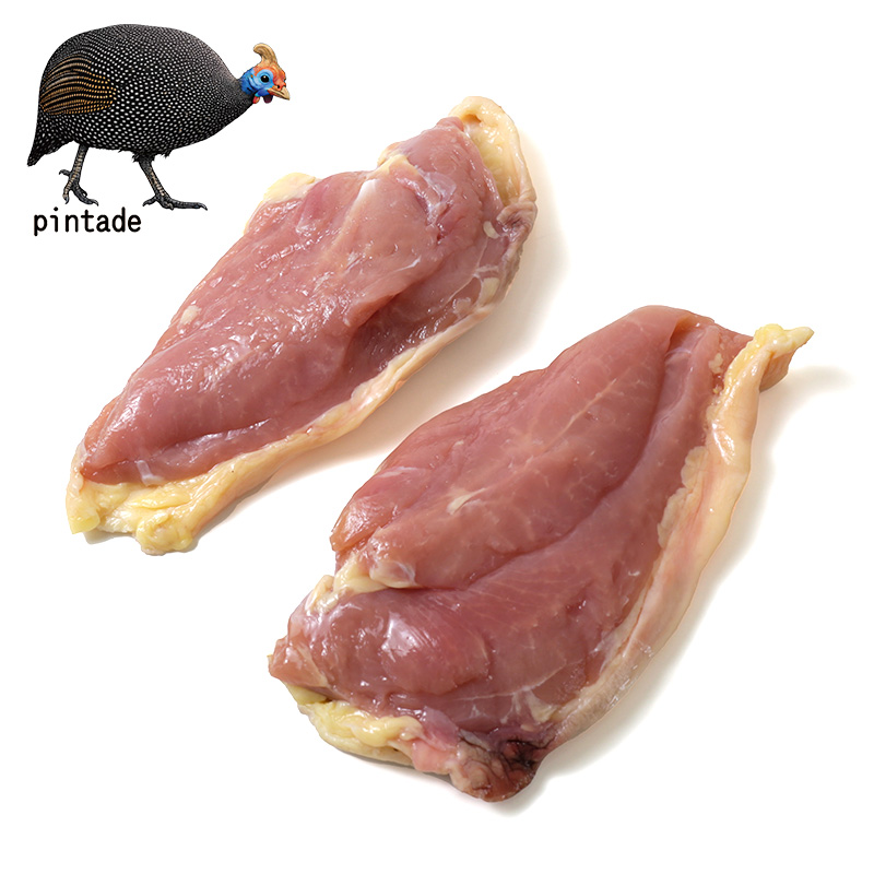 畜肉類/冷凍家禽類(鶏・ほろほろ鳥・雉)/食鳥の女王！ 熊本県産 3D凍結 天草ホロホロ鳥 骨無むね肉 2枚入り